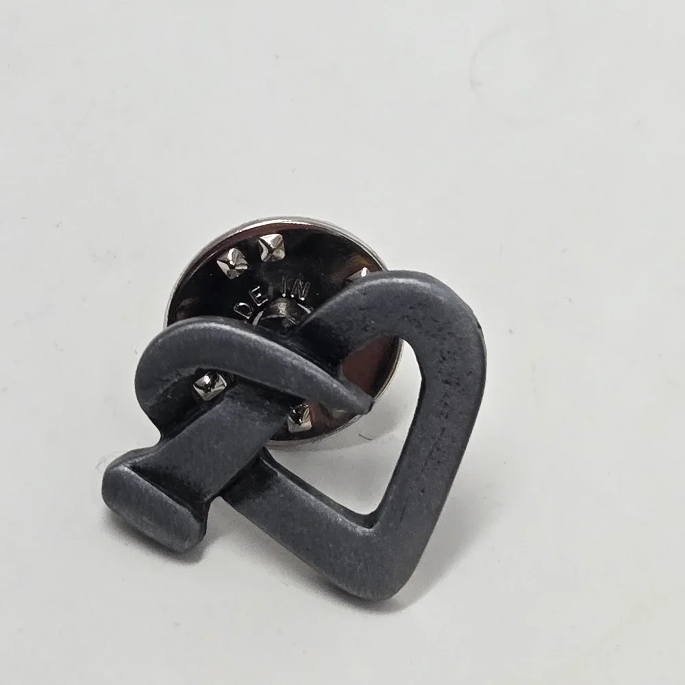 CTA Vintage Pewter Tone Bent Nail Heart Lapel Pin Edgy Industrial Jewelry
